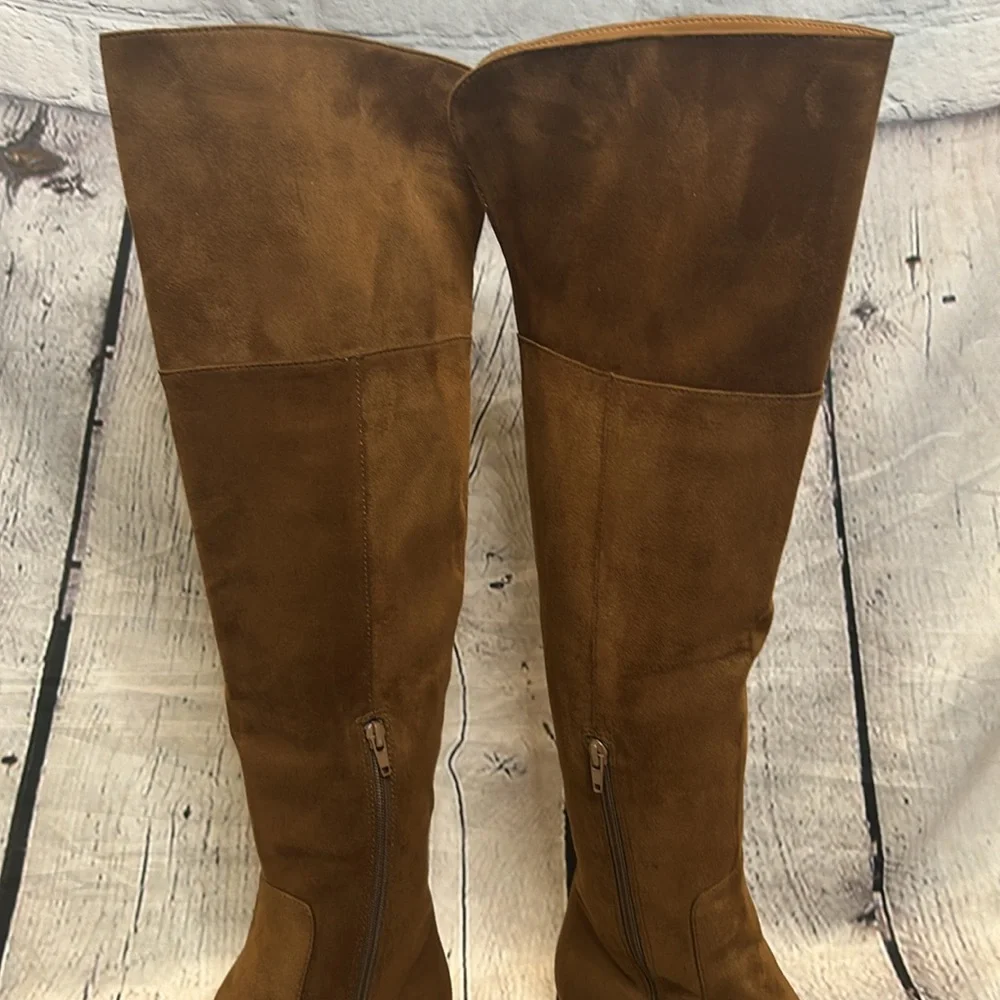 J. Crew Troy Brown Faux Suede Brown Over-the-Knee Boots Size 7.5
